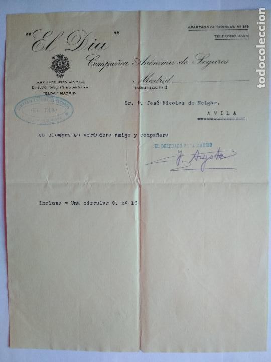 Gesch&auml;ftsbriefe: CARTA COMPA&Ntilde;IA ANONIMA DE SEGUROS, EL DIA, DELEGACION DE MADRID, 1916