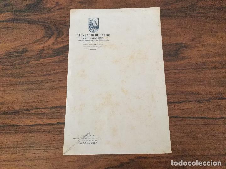 Gesch&auml;ftsbriefe: ANTIGUO PAPEL PARA CORREO DEL BALNEARIO DE CARDO. ESTACION HODROCLIMATICA PROV TARRAGONA