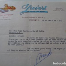 Cartas comerciales: ONTENIENTE. REVERT, TEJIDOS HILADOS. 1964. Lote 126405819