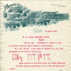 Cartas comerciales: BARCELONA-FÁBRICA DE SEDERÍAS-PAÑUELOS DE COLOR- MANUEL FÁBREGAS- 1915