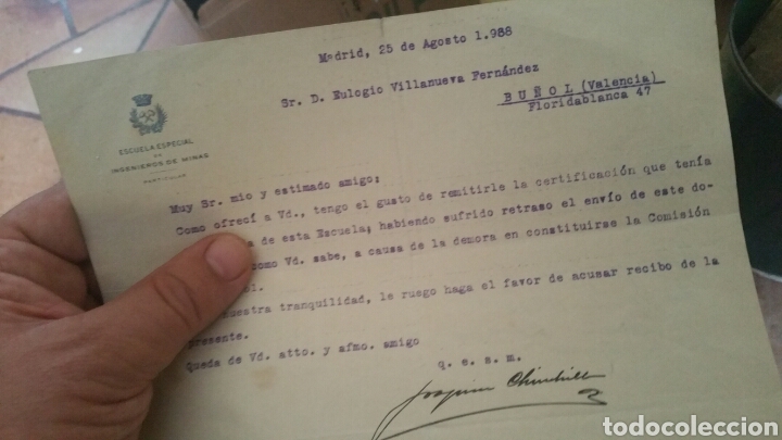 Commercial Letters: Documento de la Rep&uacute;blica a&ntilde;o 1938 de la Escuela Especial de Ingenieros de Minas