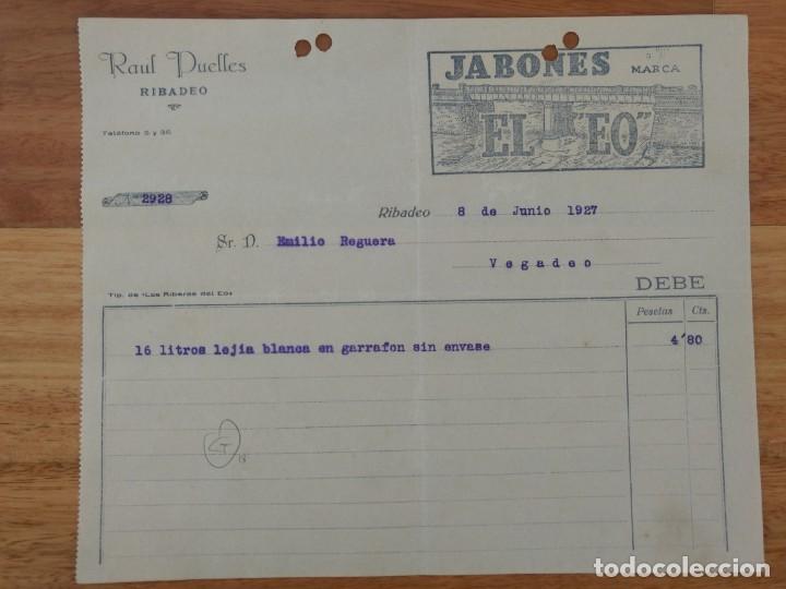 Cartas comerciales: Raul Puelles Ribadeo Lugo Jabones marca El Eo. 1927