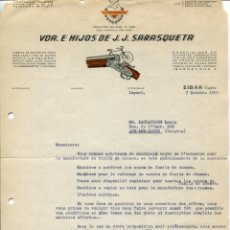 Cartas comerciales: VDA. E HIJOS J.J. SARASQUETA-EIBAR-FABRICA DE ESCOPETAS Y BICICLETAS- 1953