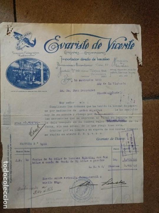 Cartas comerciales: Evaristo de Vicente importador directo de bacalao. Vigo.