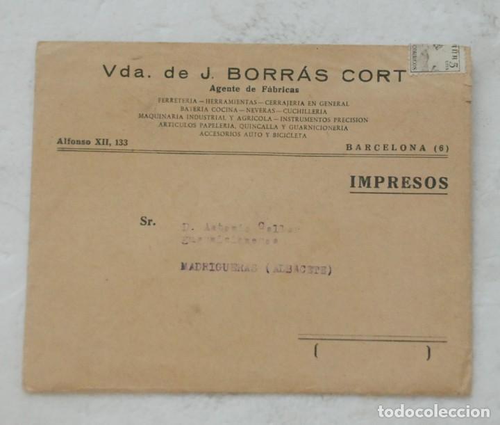 Cartas comerciales: ANTIGUA CARTA COMERCIAL, VDA.DE J.BORRAS CORT, BARCELONA, CON CATALOGOS A&Ntilde;OS 40