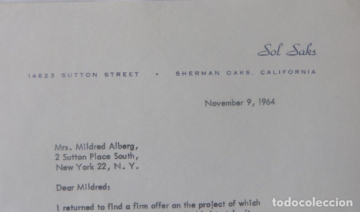 Cartas comerciales: Sol Saks letter signed/November 9,1964 - Foto 2