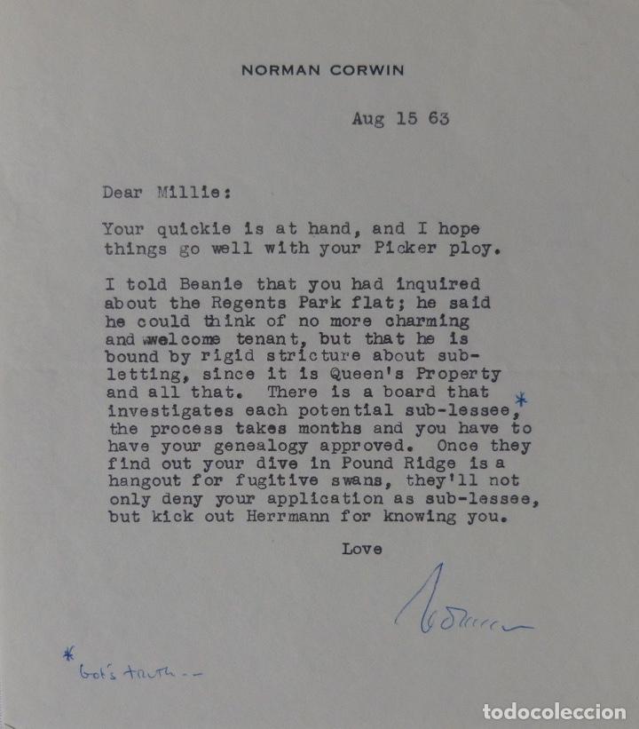 Cartas comerciales: Norman Corwin letter signed,1963 - Foto 1