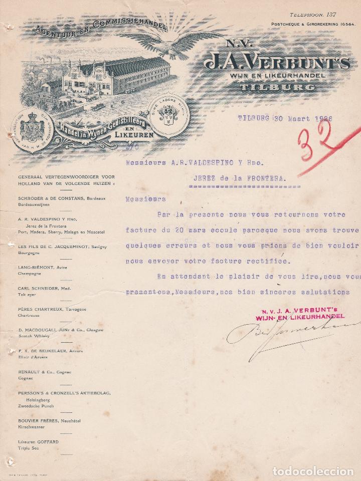 Cartas comerciales: Carta comercial. N.V.J.A. Verbunts. Agentuut en Commissiehandel. Tilburg 1926