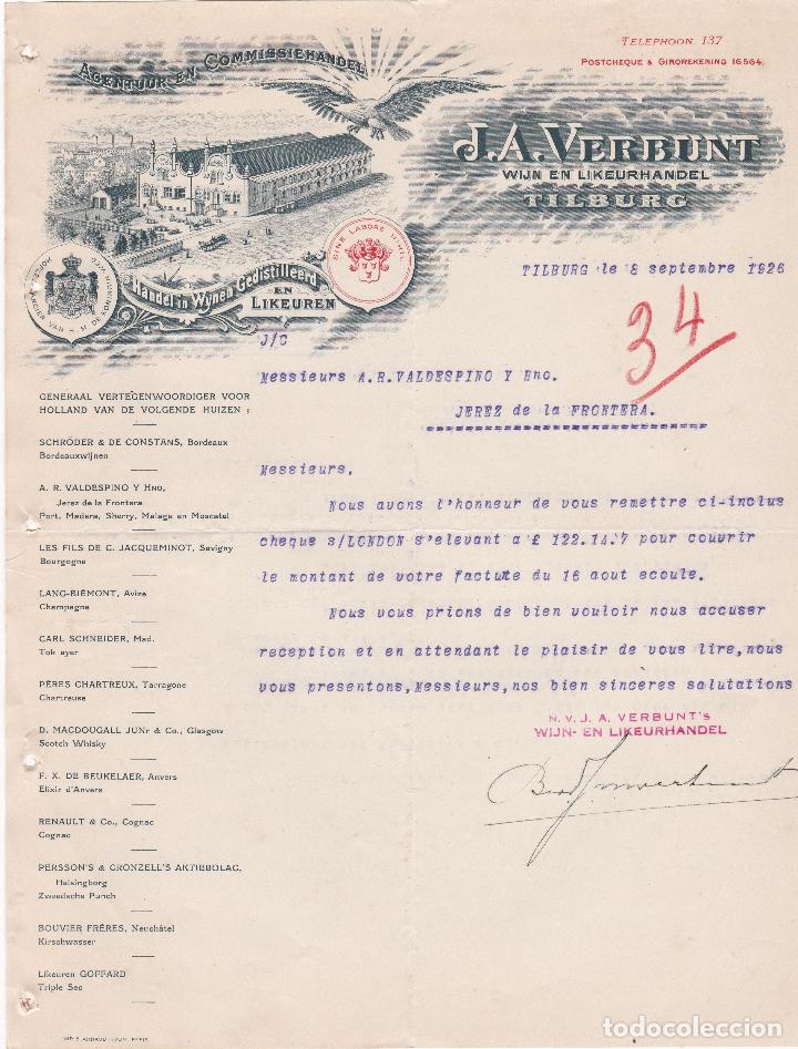 Cartas comerciales: Carta comercial. J.A. Verbunt. Agentuur en Commissiehandel. Tilburg 1926