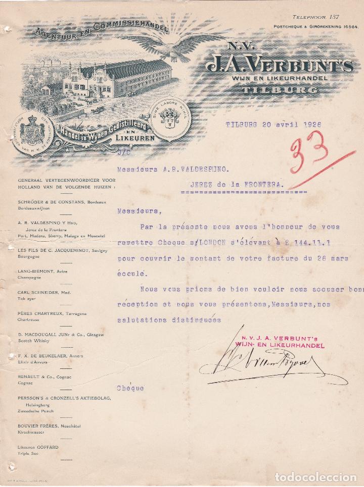 Cartas comerciales: Carta comercial. J.A. Verbunt. Agentuur en Commissiehandel. Tilburg 1926