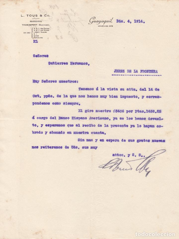 Lettres commerciales: Carta comercial. L.Tous & C&ordm;. Guayaquil 1914