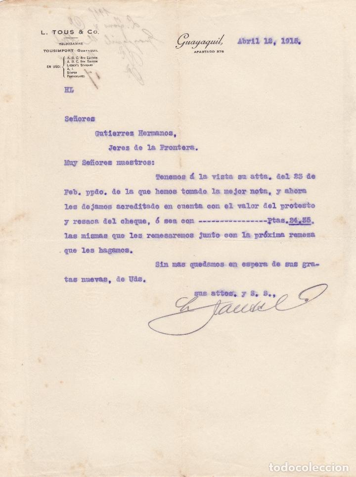 Lettres commerciales: Carta comercial. L.Tous & C&ordm;. Guayaquil 1915