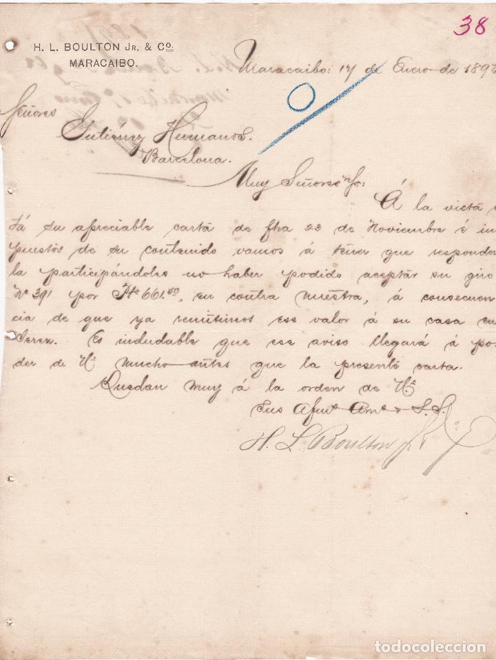 Lettres commerciales: Carta comercial. H.L. Boulton Jr.& C&ordm;. Maracaibo 1895