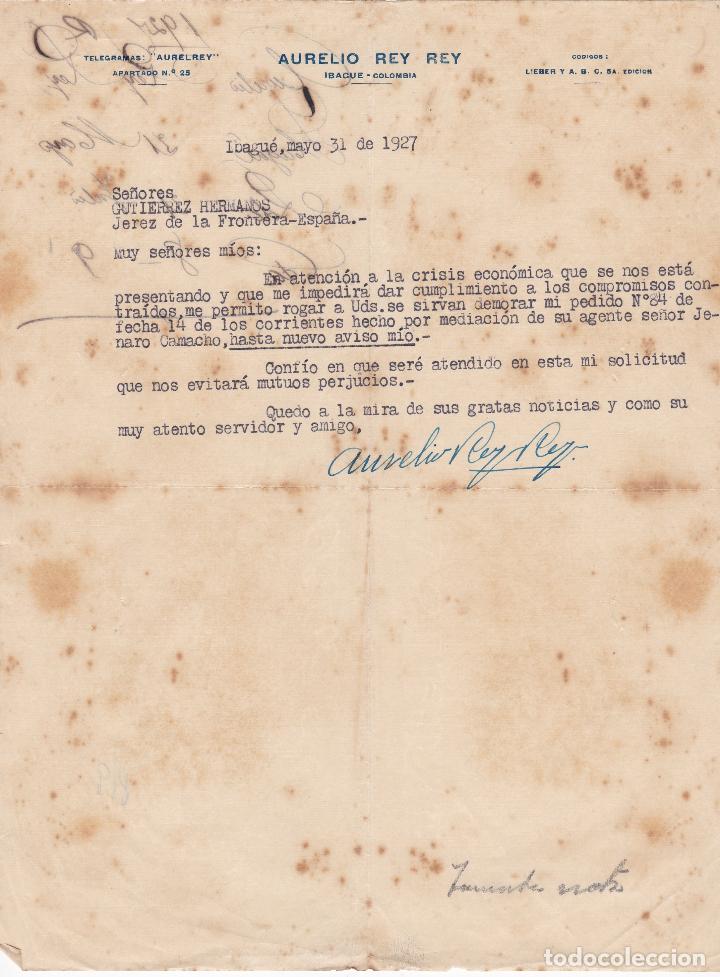 Commercial Letters: Carta comercial. Aurelio Rey Rey. Ibagu&eacute; 1927