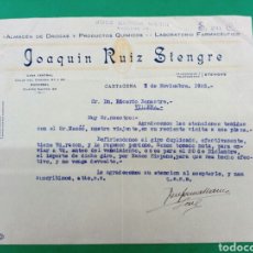 Cartas comerciales: CARTA COMERCIAL ALMACEN DE DROGAS JOAQUIN RUIZ STENGRE 1925. Lote 148159788
