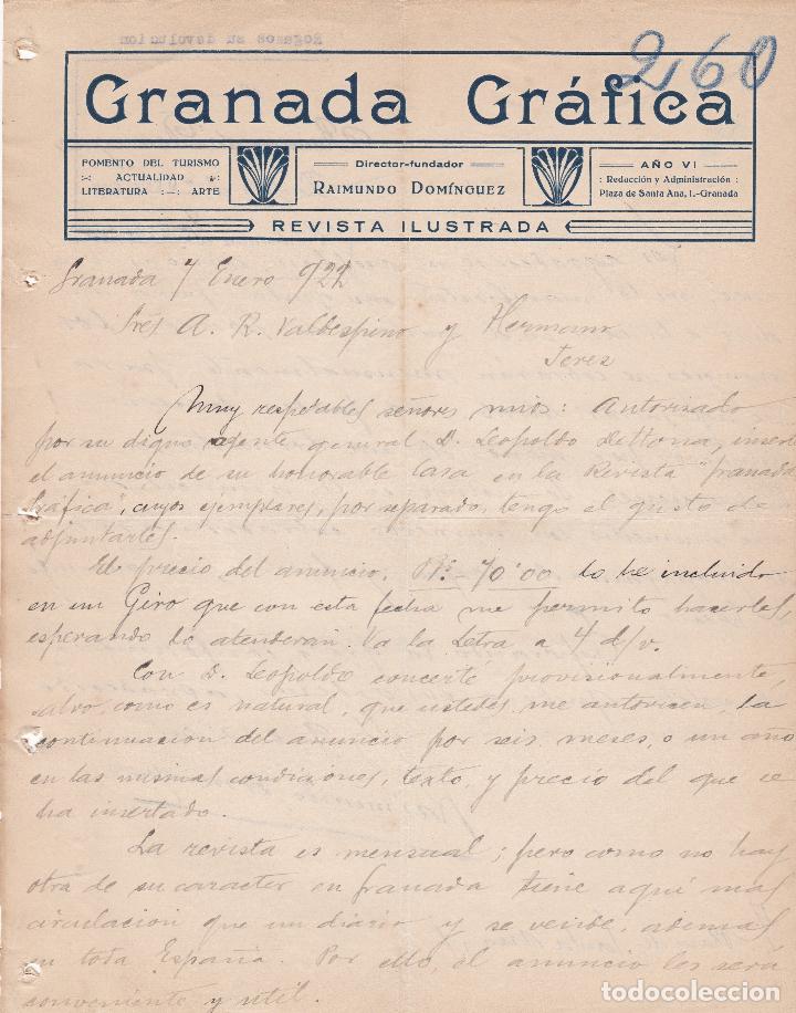Gesch&auml;ftsbriefe: Carta comercial. Granada Gr&aacute;fica. Revista Ilustrada. Granada 1922