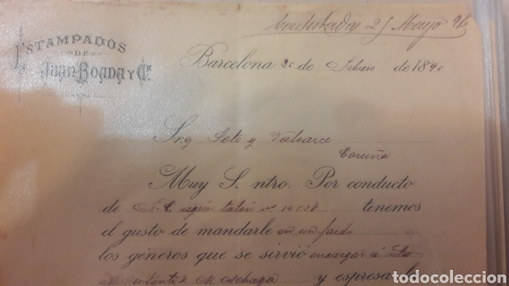 Cartas comerciales: 1896 Estampados Juan Boada Barcelona - Foto 1