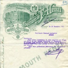 Cartas comerciales: ARGENTINA-ROSARIO-DESTILERIA HENZI-SUC F. HENZI-VERMOUTH-CALLE CORRIENTES 291- AÑO 1912