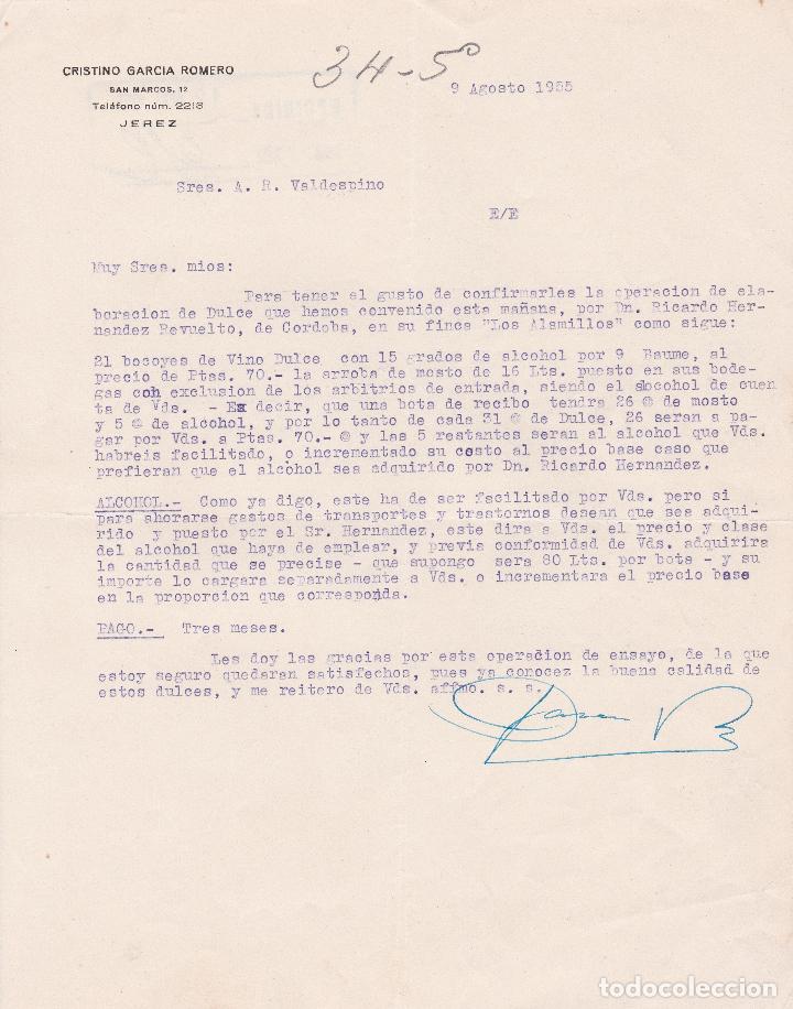 Commercial Letters: Carta comercial. Cristino Garc&iacute;a Romero. Jerez 1955