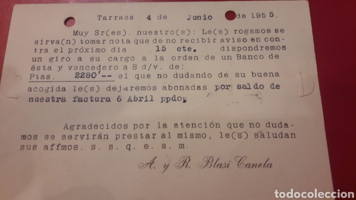 Cartas comerciales: 1955 Tarrasa Blasi Canela - Foto 2