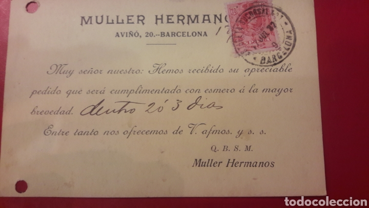 Cartas comerciales: 1922 Barcelona Muller Hermanos - Foto 1