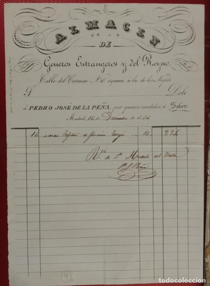 Lettere commerciali: Almacen de G&eacute;neros extranjeros y del reino Pedro Jos&eacute; de la Pe&ntilde;a Madrid 1836