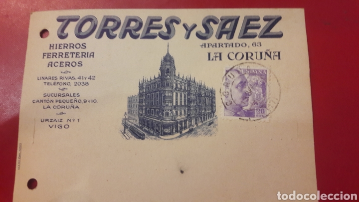 Cartas comerciales: 1940 La Coru&ntilde;a Torre y Saez - Foto 1