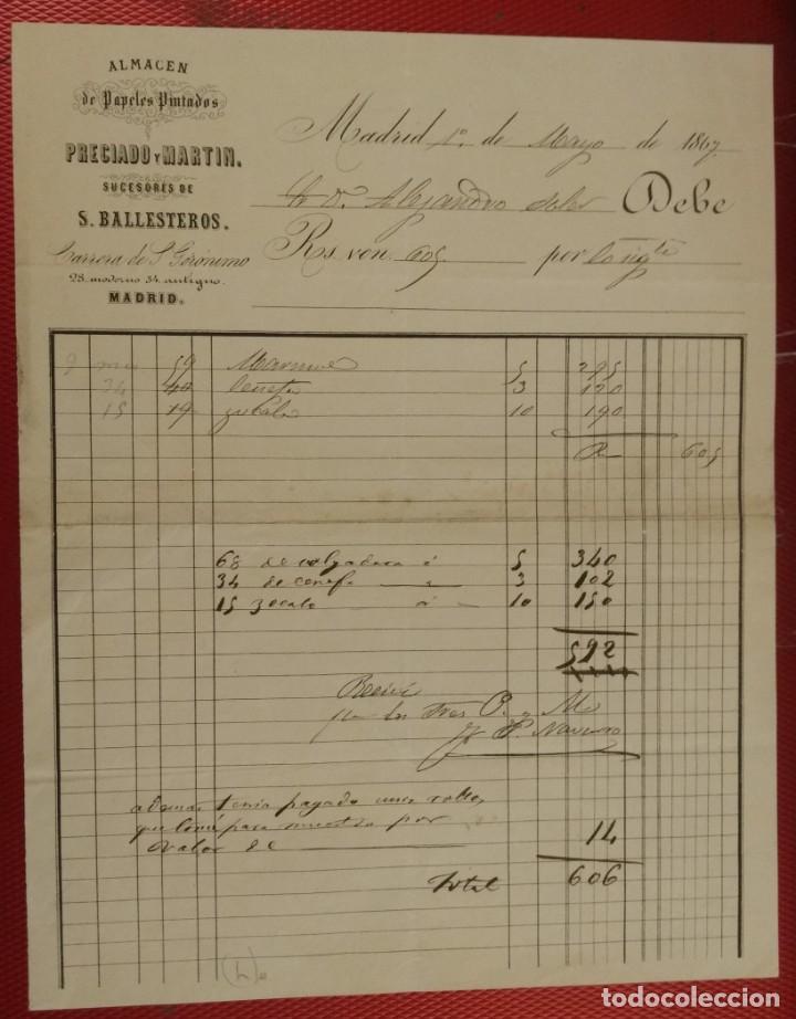 Lettere commerciali: Almanc&eacute;n de papeles pintados Preciado y Martin sucesor de Ballesteros Madrid. 1867