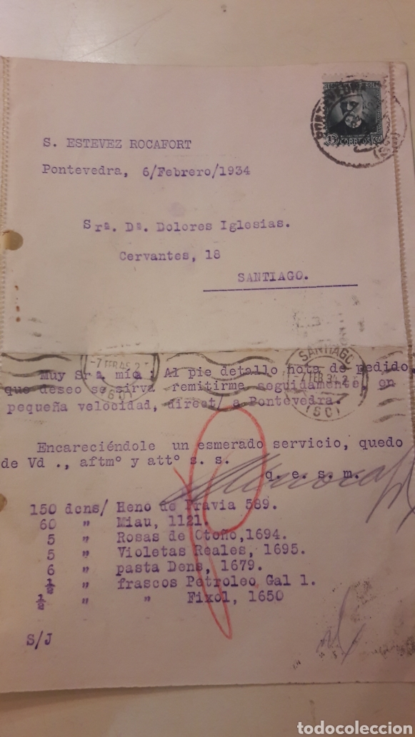 Cartas comerciales: 1934 Pontevedra Estevez Racofor - Foto 1
