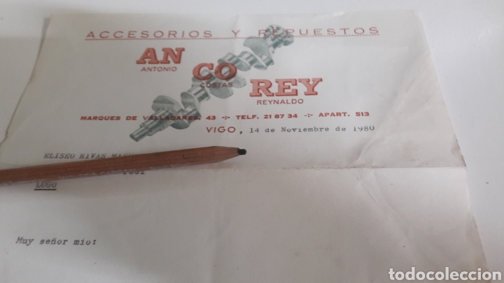 Cartas comerciales: Vigo Ancorey accesorios 1980 - Foto 1