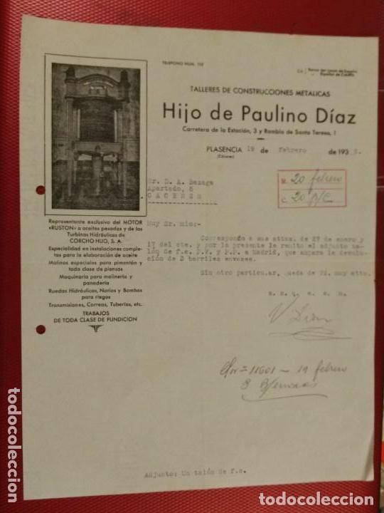 Gesch&auml;ftsbriefe: Hijo de Paulino D&iacute;az. Talleres de construcci&oacute;n met&aacute;licas. Plasencia. C&aacute;ceres. 1936