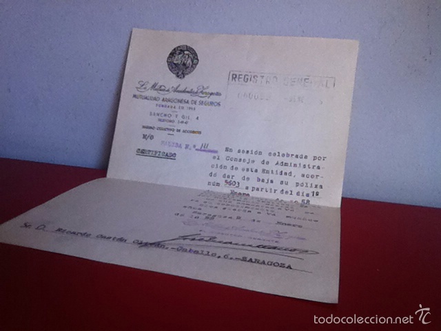 Cartas comerciales: LA MUTUA DE ACCIDENTES DE ZARAGOZA 1958 - Foto 3