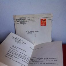 Cartas comerciales: BOTELLAS VACÍAS GABRIEL MIR VALLS ( BARCELONA) 1962 CARTA Y SOBRÉ COMERCIAL. Lote 167721798