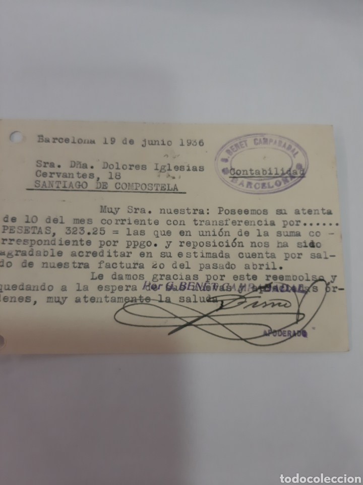 Cartas comerciales: 1936 Barcelona Benet Campaball - Foto 2