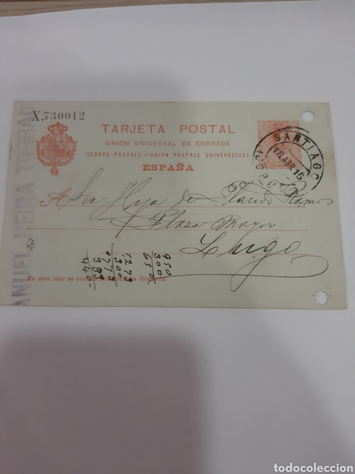 Cartas comerciales: 1915 Santiago dirigido Lugo - Foto 1