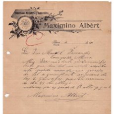 Cartas comerciales: COMERCIO DE PAQUETERÍA Y COMESTIBLES. MAXIMINO ALBERT. PINOSO. ALICANTE, 1917-1919.. Lote 169099328