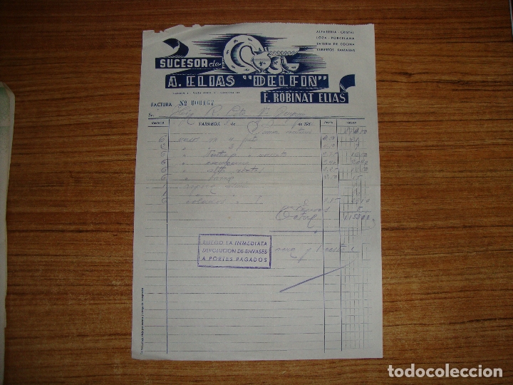 Cartas comerciales: (ALB-TC-102) BONITA CARTA FACTURA RECIBO SUCESORES DE A ELIAS DELFIN 1954 TARREGA LERIDA