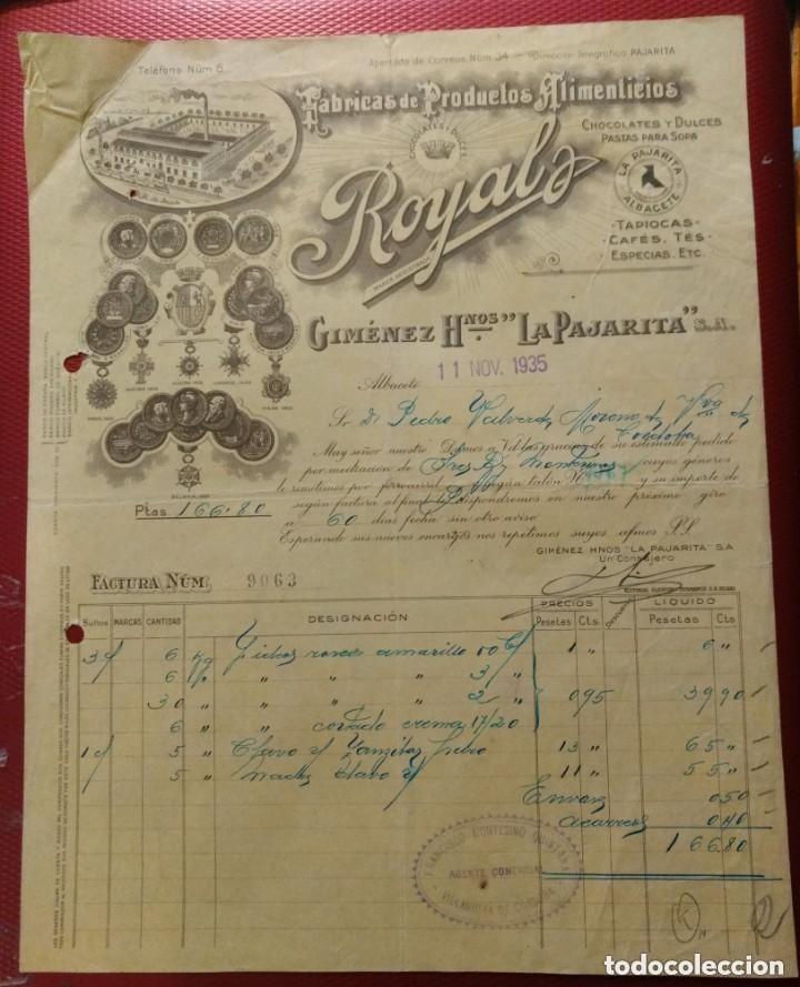 Cartas comerciales: F&aacute;brica de productos alimenticios. Gim&eacute;nez hermanos La pajaritas. Albacete. 1935