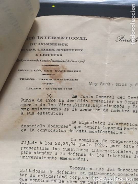 Cartas comerciales: Comit&eacute; internacional de comercio de vino licores Paris 1925 - Foto 5