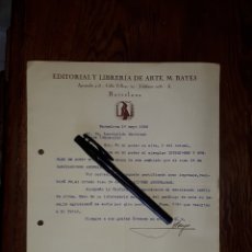 Cartas comerciales: EDITORIAL Y LIBRERÍA DE ARTE M. BAYES BARCELONA 1922 . Lote 172936313