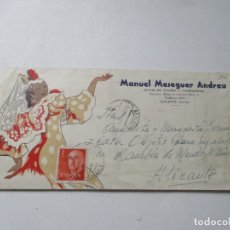 Cartas comerciales: ANTIGUA CARTA MANUSCRITA Y SOBRE DE: MANUEL MESEGUER ANDREU, AUTOR DE TEATRO Y COMPOSITOR-1956. Lote 176284478