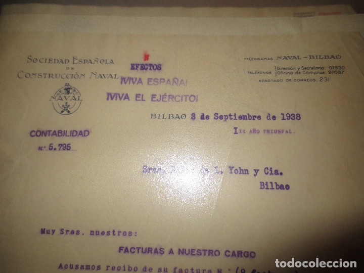 Lettres commerciales: carta comercial. sociedad espa&ntilde;ola de construccion naval. bilbao
