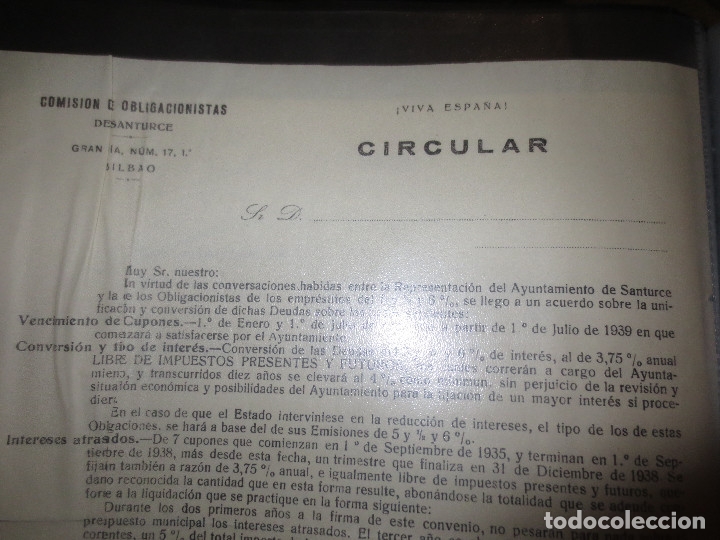 Lettres commerciales: carta comercial. comision de obligacionistas santurce . bilbao