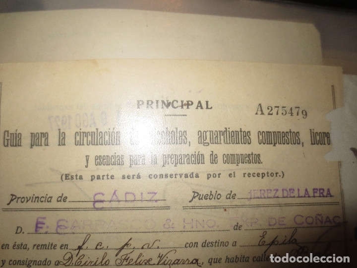 Lettres commerciales: carta comercial. guia para circulacion de alcoholes. cadiz. jerez de la frontera.