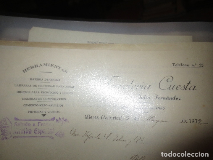 Lettres commerciales: carta comercial. ferreteria cuesta. mieres . asturias.