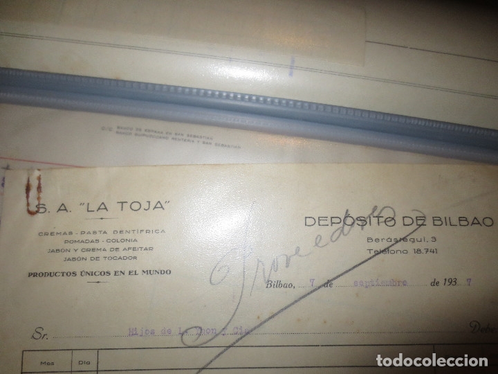 Lettres commerciales: s.a. la toja. carta comercial. deposito de bilbao