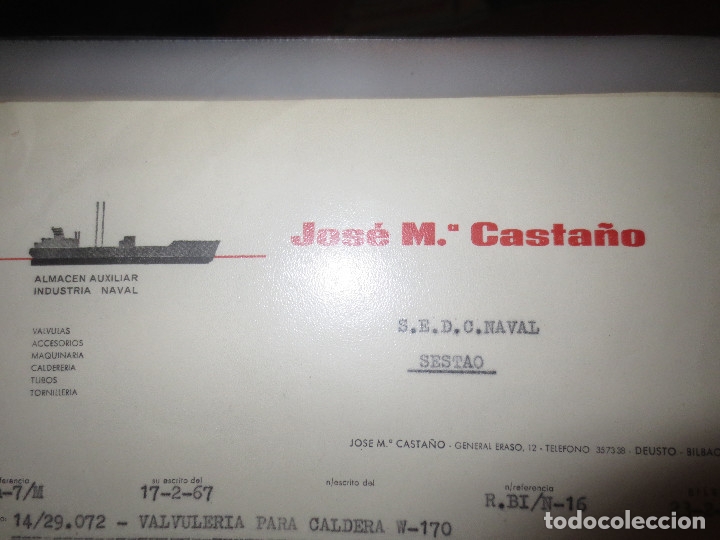 Lettres commerciales: carta comercial. jose maria casta&ntilde;o. sestao.