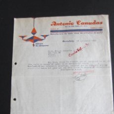 Cartas comerciales: CARTA COMERCIAL - ANTONIO CANUDAS - FÁBRICA DE LÁMPARAS - BARCELONA 1932. Lote 187458403