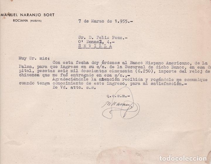 Cartas comerciales: CArta comercial. Manuel Naranjo Bort. Huelva 1955