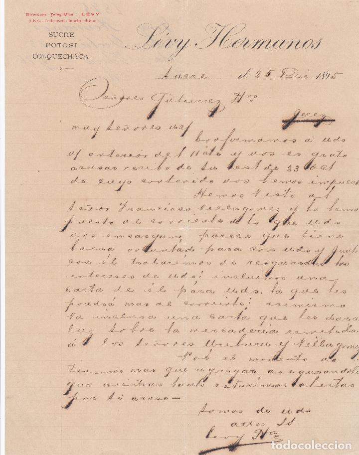 Cartas comerciais: Carta comercial. Levy Hermanos. Sucre 1895